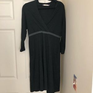 Ibex merino wool long sleeve hooded dress.